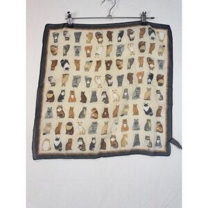 Vtg Cat Meow Neck Scarf Polyester Santa Hats Korea 20" x‎ 21"
